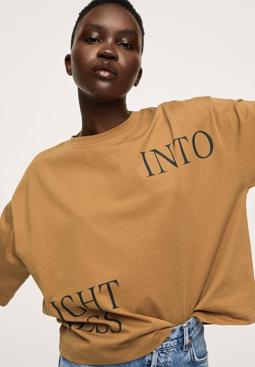 MANGO - T-shirt pstinto - brown