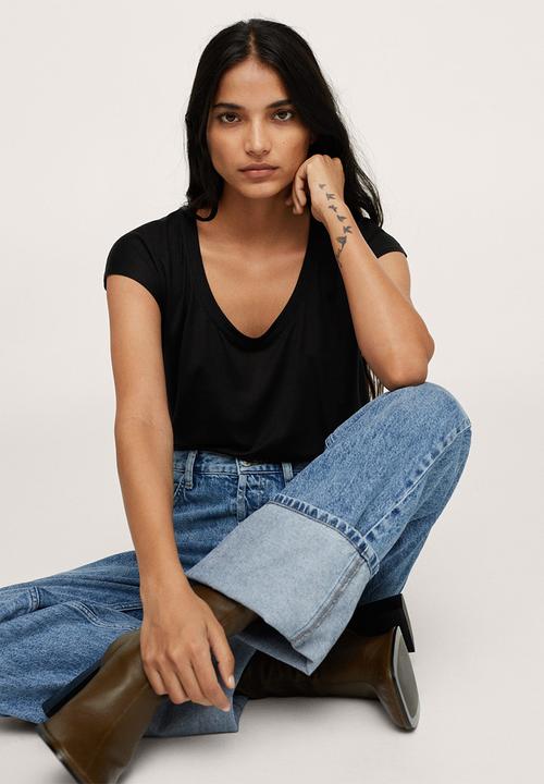 MANGO - T-shirt soroya - black