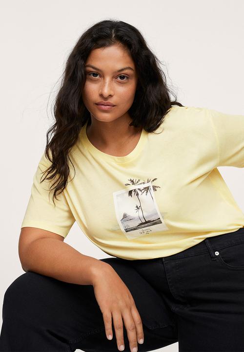 MANGO - Plus t-shirt psgilubi - light pastel yellow