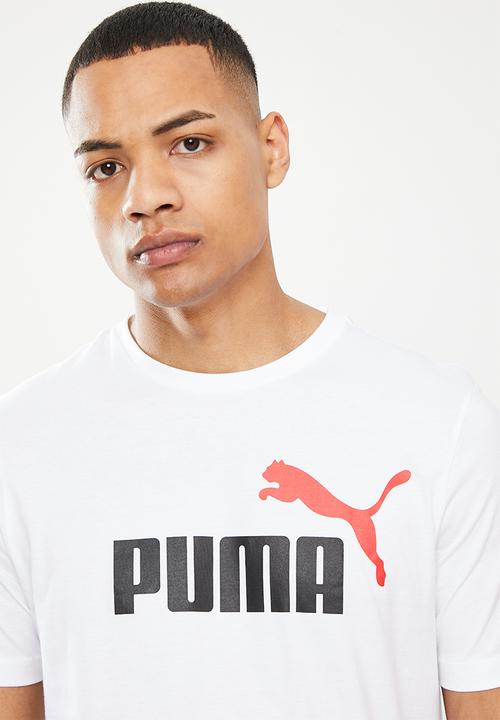 PUMA - Ess+ 2 col logo tee m - white