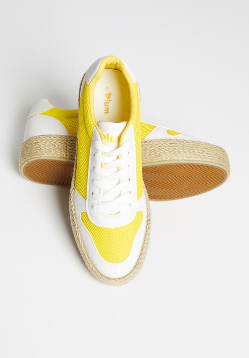 Plum - Benassi espadrille flatform sneaker - white & yellow