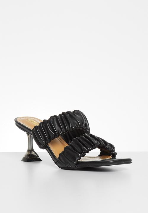 Plum - Questa ruched mule heel - black