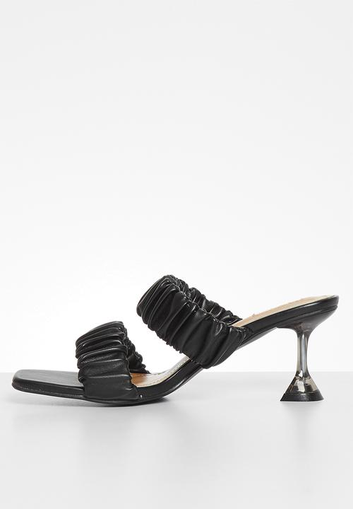 Plum - Questa ruched mule heel - black