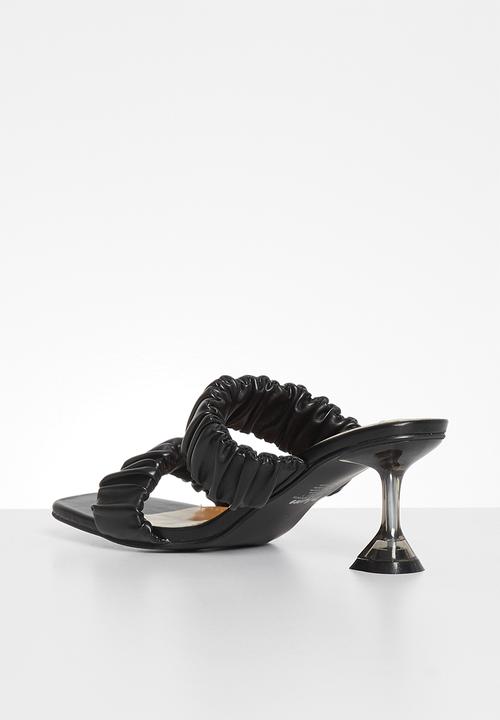 Plum - Questa ruched mule heel - black