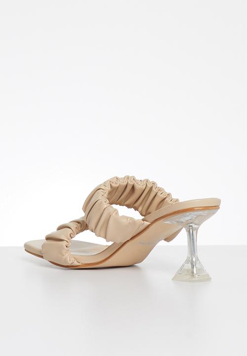 Plum - Questa ruched mule heel - nude
