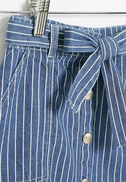 LAB - Girls stripe denim skirt - navy & white