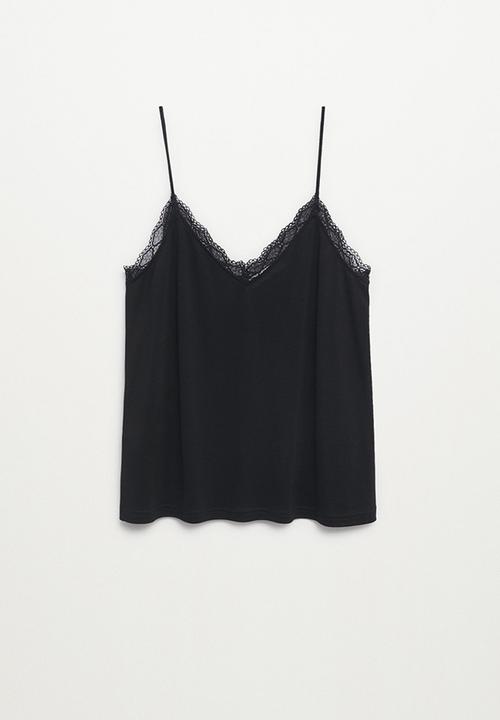 MANGO - Top lilen - black