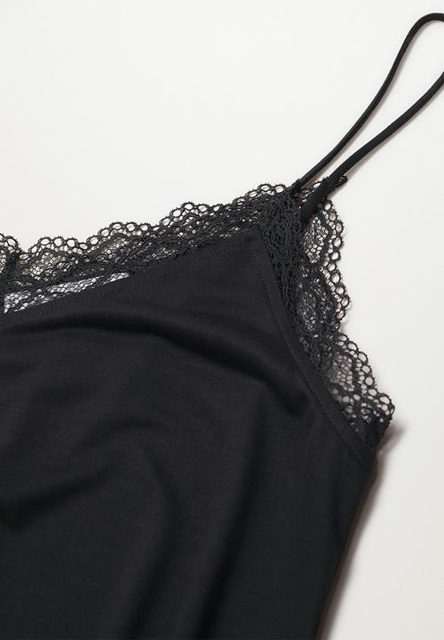 MANGO - Top lilen - black