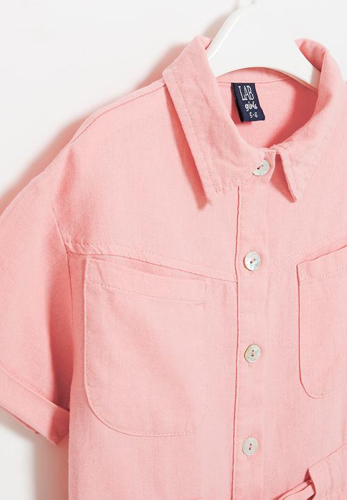 LAB - Girls linen shortall - pink