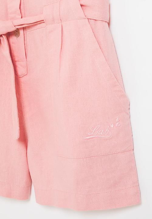 LAB - Girls linen shortall - pink
