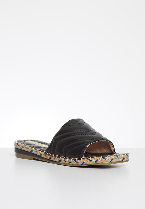 Plum - Debbie padded square toe sandal - black