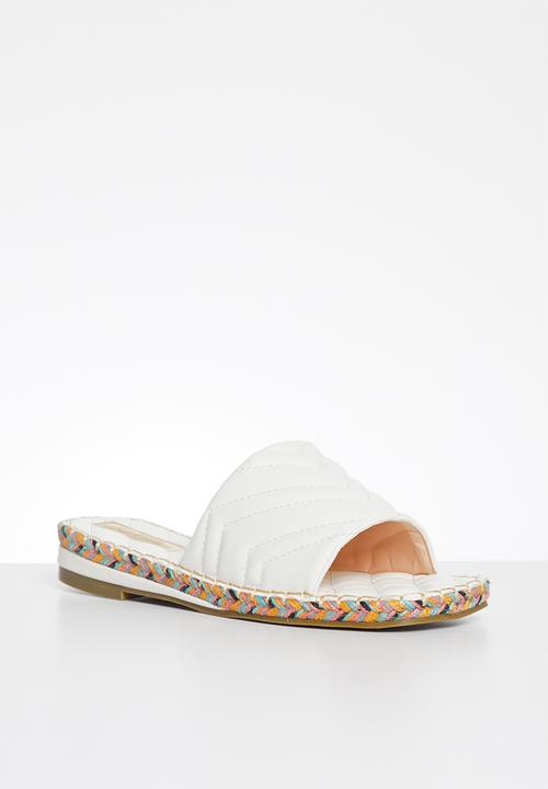 Plum - Debbie padded square toe sandal - white