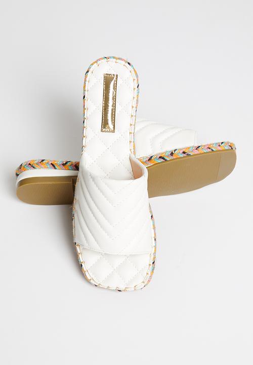 Plum - Debbie padded square toe sandal - white