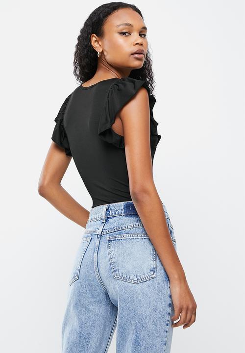 Missguided - Recycled frill shoulder bodysuit - black