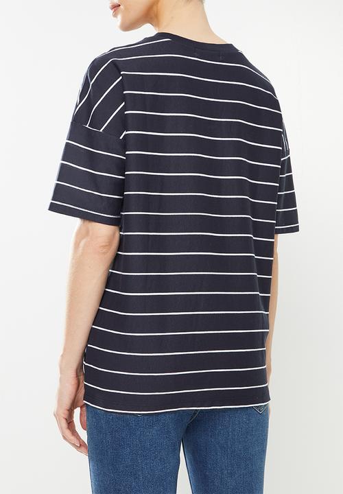 Superbalist - Cotton boxy tee - navy & white 