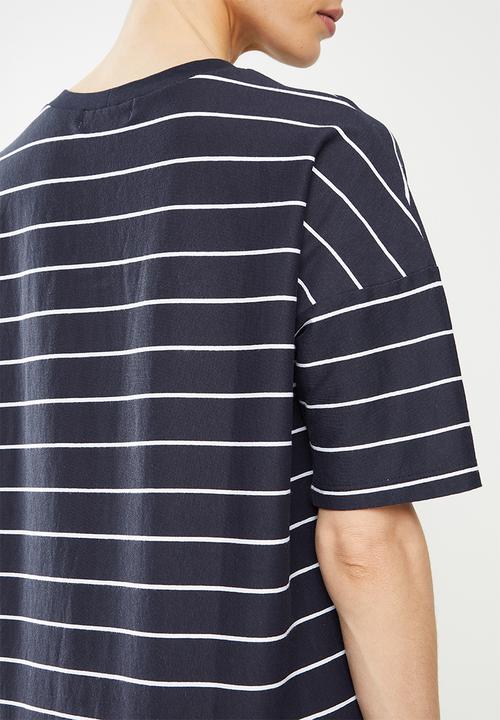 Superbalist - Cotton boxy tee - navy & white 