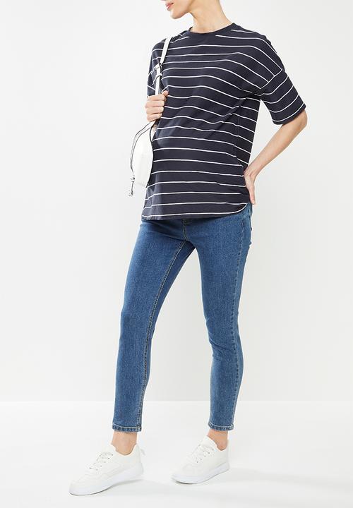 Superbalist - Cotton boxy tee - navy & white 