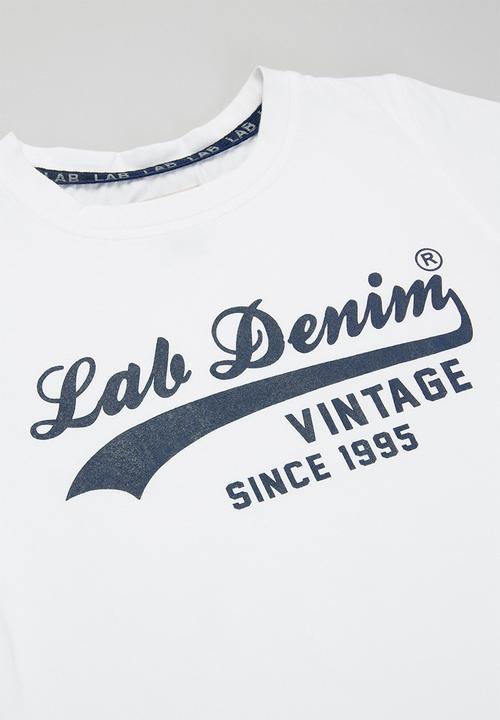 LAB - Boys lab denim vintage tee - white