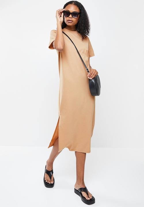 Missguided - Basic T-shirt dress midi - stone