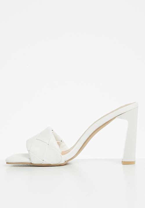 Plum - Ciara plaited square toe mule heel - white
