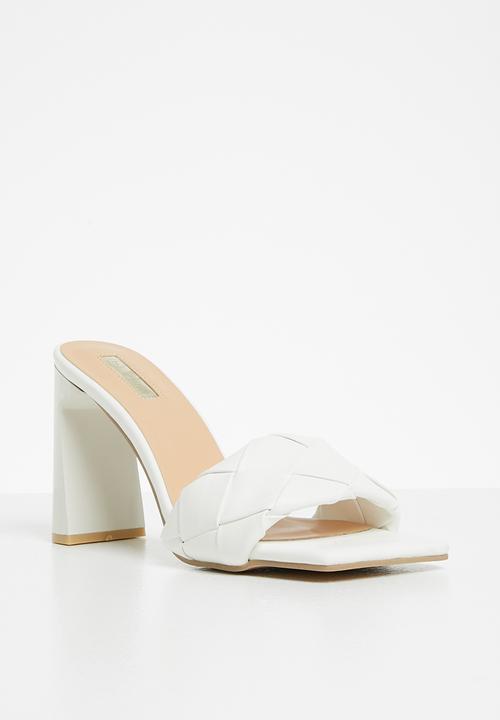 Plum - Ciara plaited square toe mule heel - white
