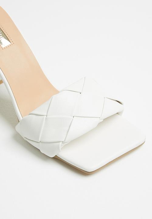 Plum - Ciara plaited square toe mule heel - white
