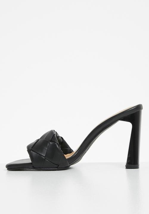 Plum - Ciara plaited square toe mule heel - black