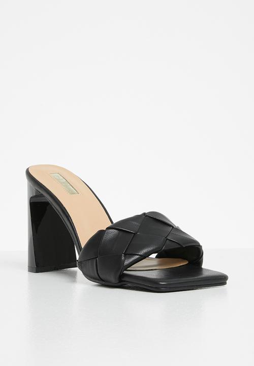 Plum - Ciara plaited square toe mule heel - black