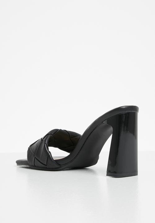 Plum - Ciara plaited square toe mule heel - black