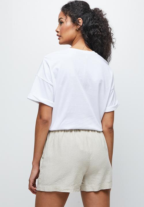 edit - Roll up boxy tee - white