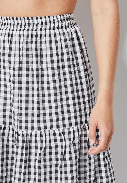 Superbalist - Poplin tiered midi skirt - black & white 