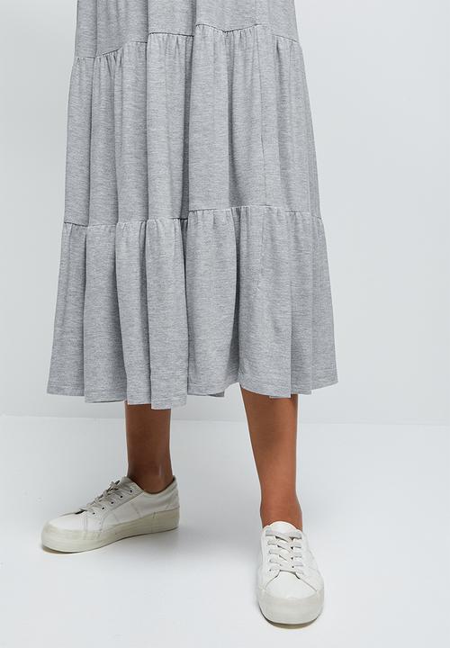 edit - Built up knit tiered maxi dress - grey