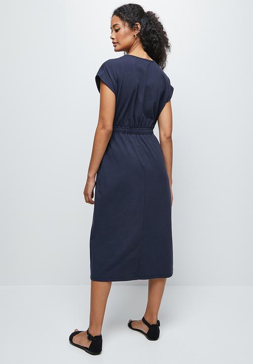 edit - Grown on sleeve knit dress - navy