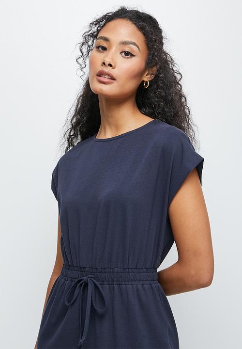 edit - Grown on sleeve knit dress - navy