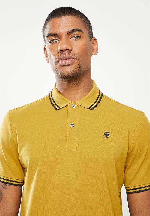 G-STAR - Dunda slim stripe polo short sleeve - toasted