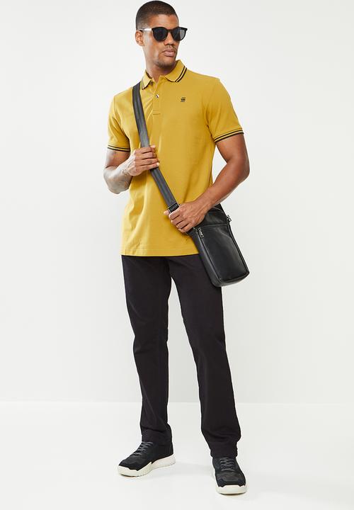 G-STAR - Dunda slim stripe polo short sleeve - toasted