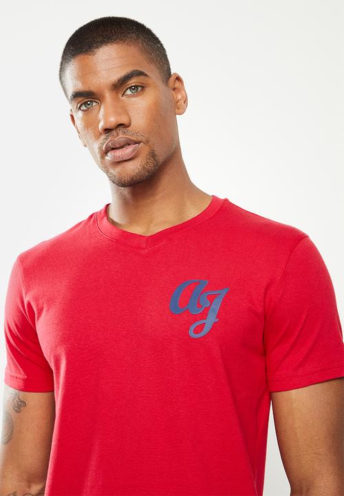 Aca Joe - Aca joe v-neck short sleeve t-shirt - red