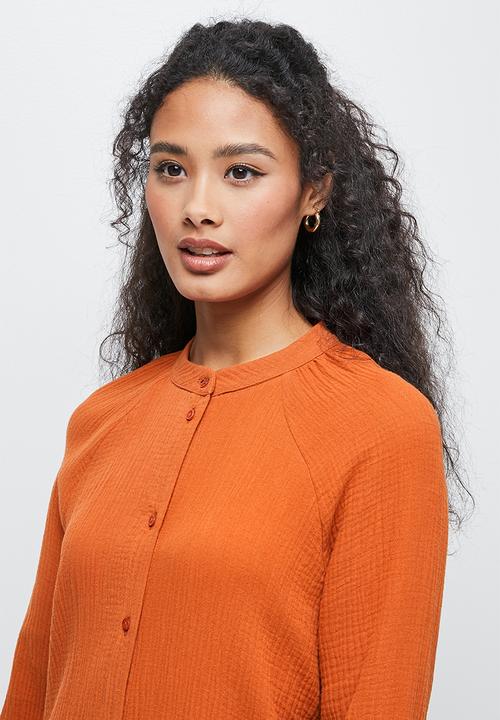 edit - Double cloth shirt dress - rust