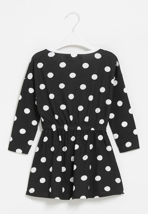 MINOTI - Girls basic jersey dress - black & white 