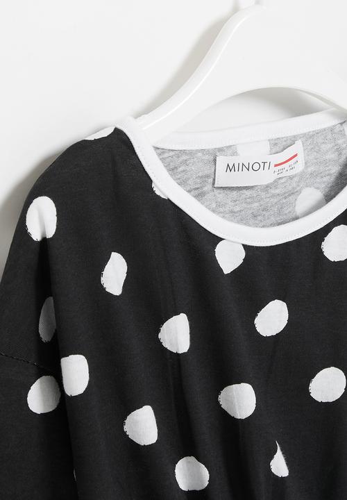 MINOTI - Girls basic jersey dress - black & white 