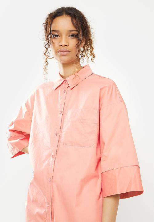 Missguided - It oversized shirt playsuit - pink