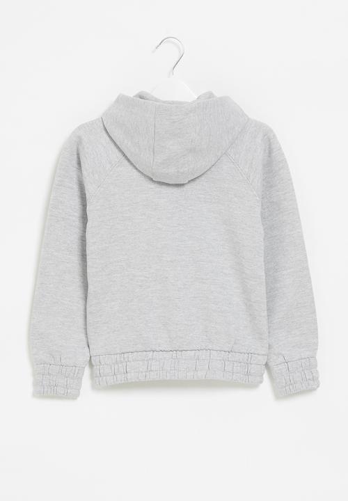 MINOTI - Girls basic  fleece zip thru hooded top - light grey
