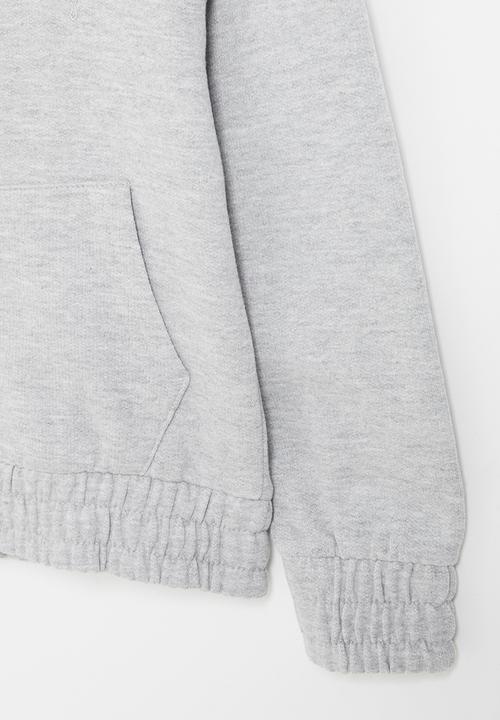 MINOTI - Girls basic  fleece zip thru hooded top - light grey