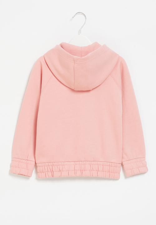 MINOTI - Girls basic fleece zip thru hooded top - blush pink