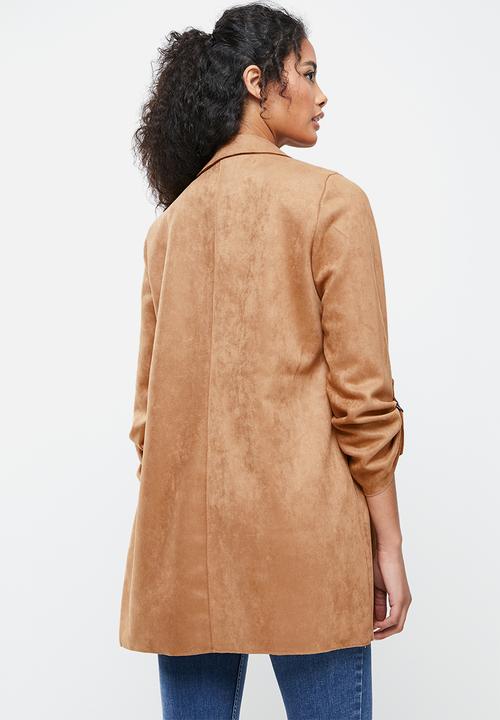 ONLY - Joline faux suede coat - brown