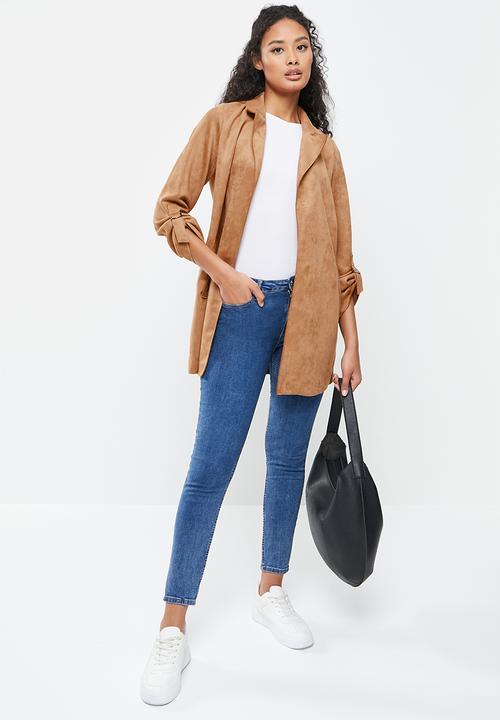 ONLY - Joline faux suede coat - brown