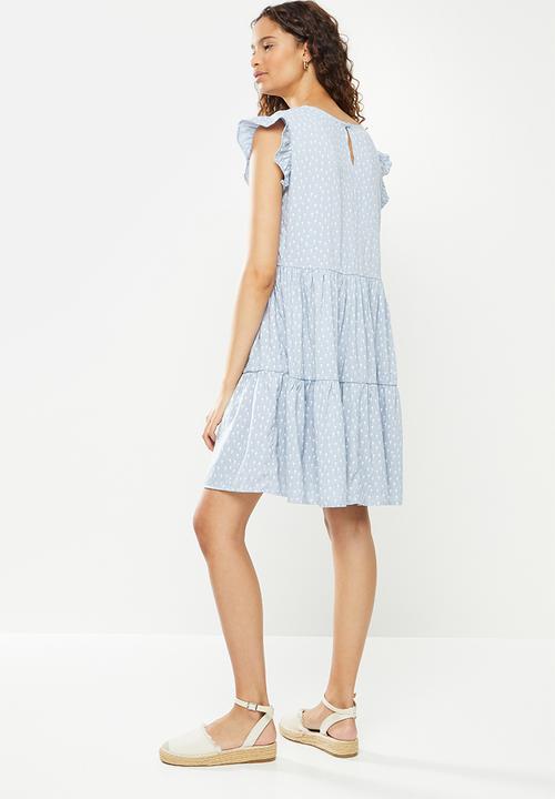 Revenge - Cap sleeve smock dress - blue
