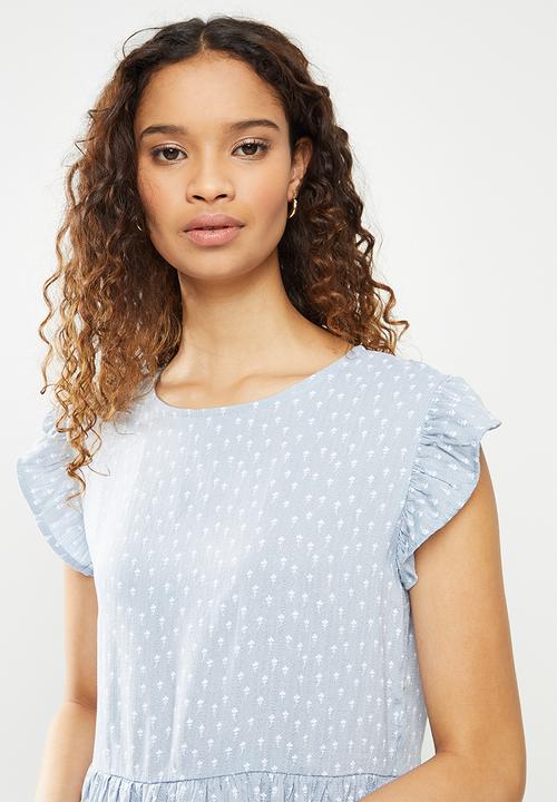 Revenge - Cap sleeve smock dress - blue