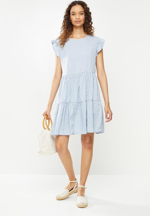 Revenge - Cap sleeve smock dress - blue