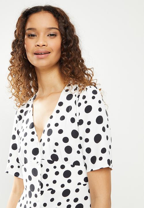 Revenge - Spotted midi dress - white & black